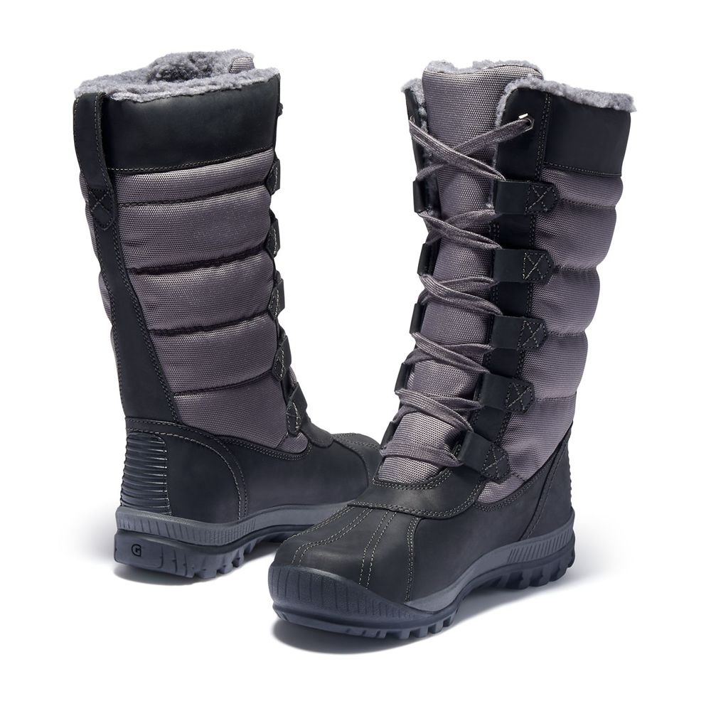 Bocanci De Zapada Timberland Dama Negrii/Gri - Mt. Hayes Tall Waterproof - Romania - ROHIXN258